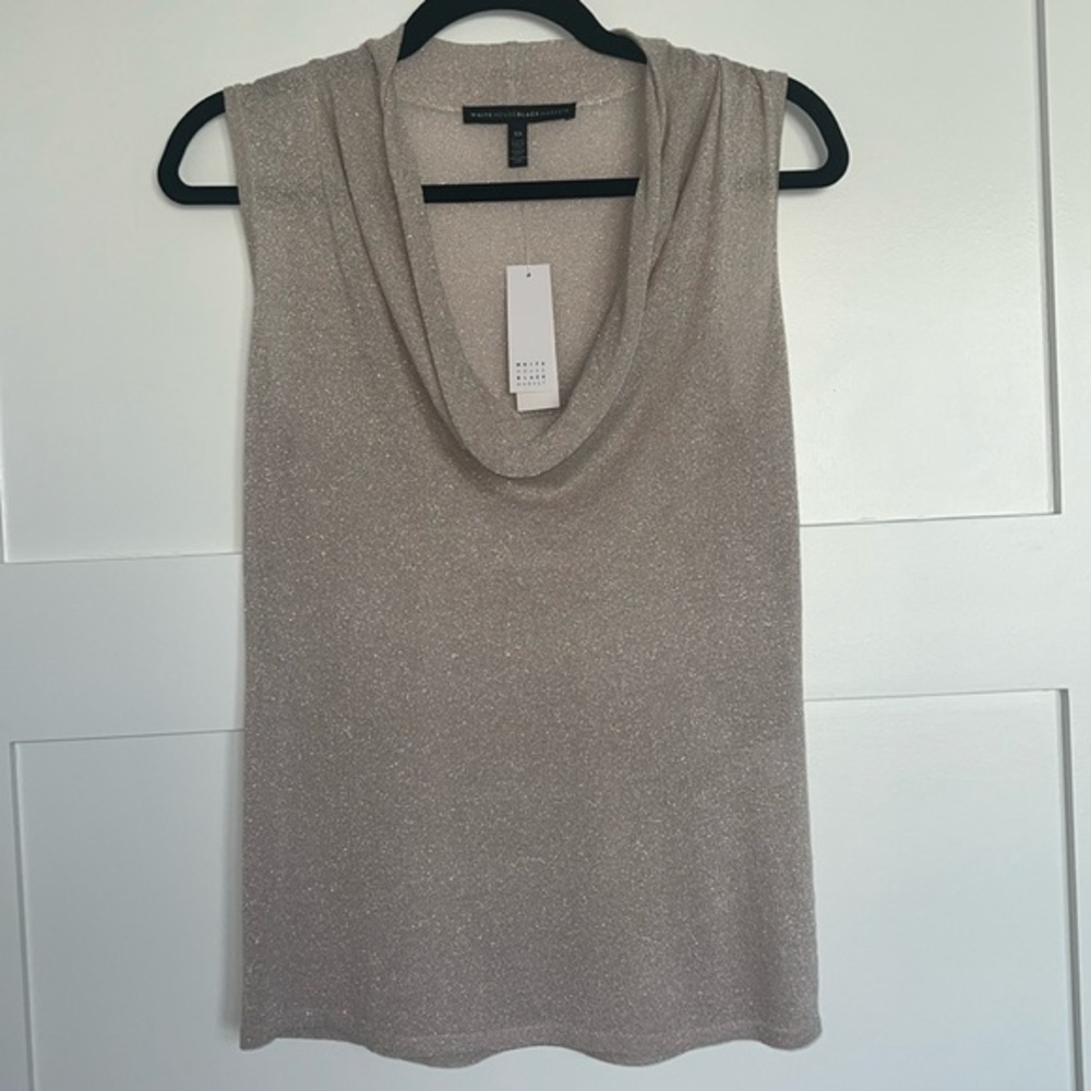 White House Black Market shimmer draped sleeveless top new with tags.